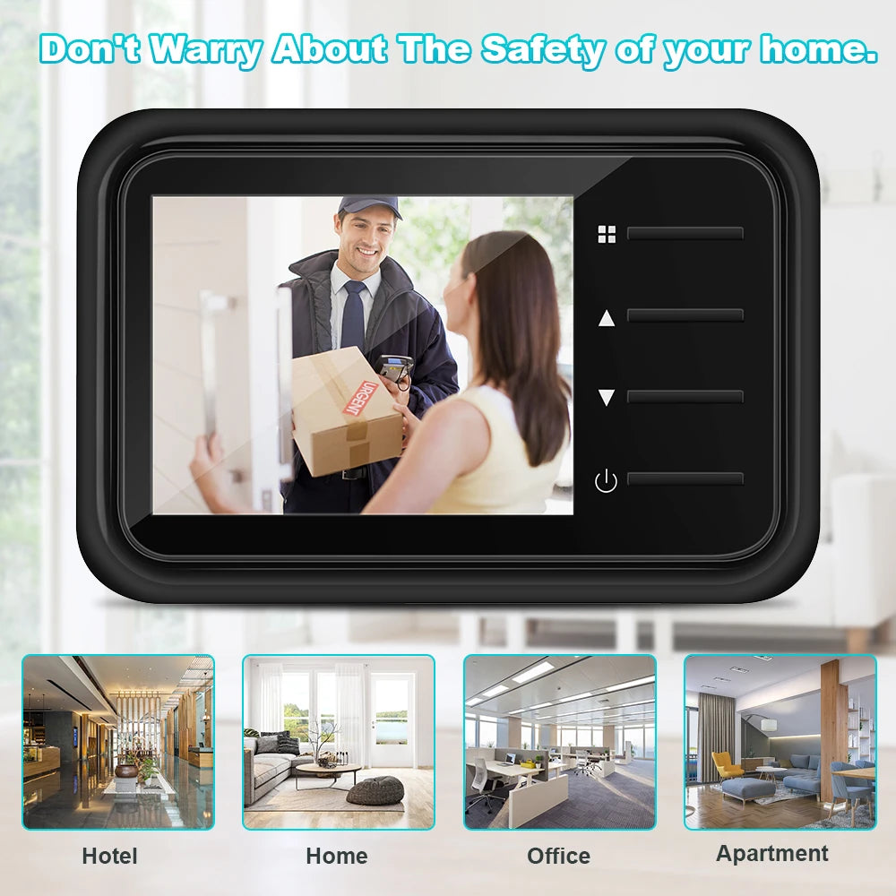 Sectyme Smart Peephole Doorbell Camera 2.4 Inch Auto Record Electronic Ring IR Night Vision Video Doorbell Home Peephole Viewer