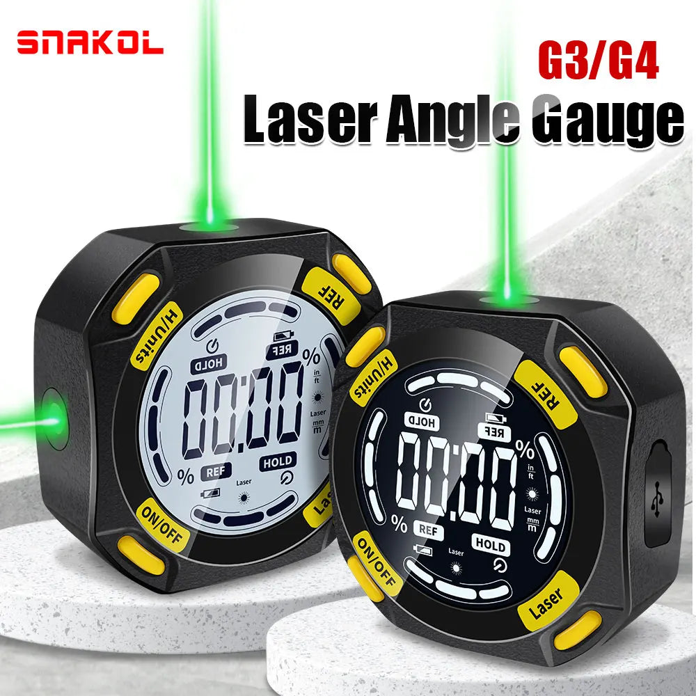Green Laser Digital Protractor Angle Measure Inclinometer 5 Side Magnets 3 in 1 Laser Level Box Type-C Charging Angle meter