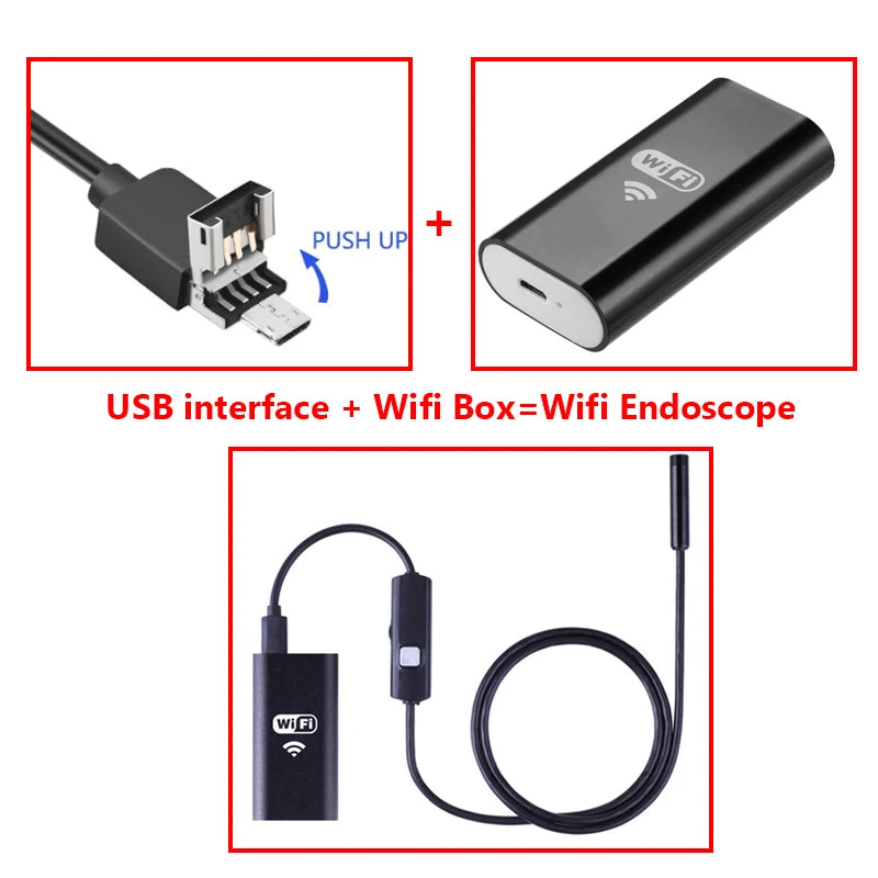 1/2/3.5/5/10M 1200P Endoscope Camera Mini Waterproof Inspection Borescope Wifi Box USB Camera 8mm For Iphone Android Type-C