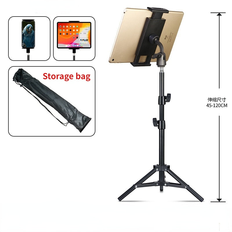 Adjustable Tablet Tripod Floor Stand Holder Live Mount Support for 5-10 inches for iPad Air Pro 12.9 Lazy Holder Bracket Support