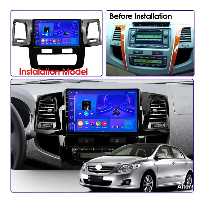 TIEBRO 2 Din Android 10 Car Radio For Toyota Fortuner Hilux 2007-2015 Stereo Receiver GPS Navigation Auto Radio Headunit NO DVD