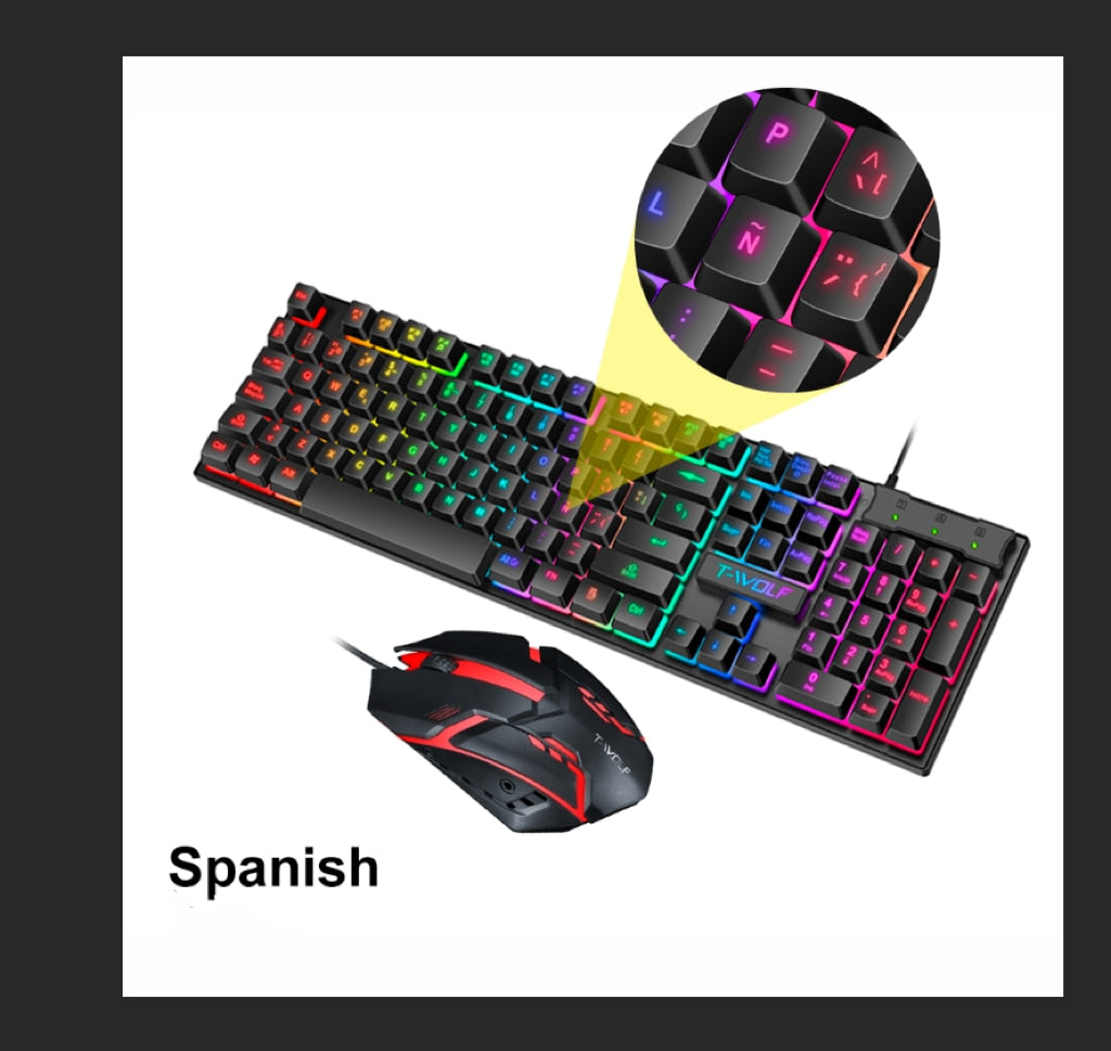 TF200 Wired Gaming Keyboard And Mouse Combos  Office Keyboard Mouse Set For PC Kit Gamer And Computer Kits Spanish English