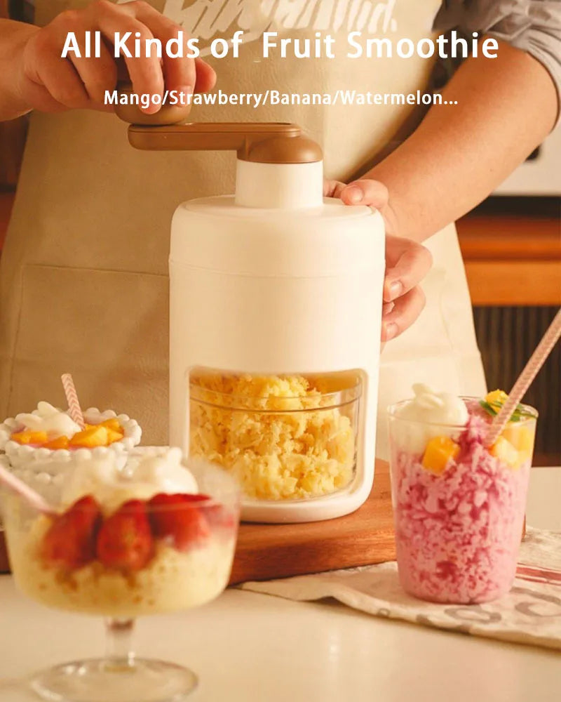 New Manual Ice Shaver Fruit Smoothie Maker Portable Ice Crusher for Home Camping Ice Desert Snow Ice Shaved Ice Making Machine