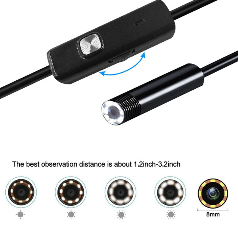 1/2/3.5/5/10M 1200P Endoscope Camera Mini Waterproof Inspection Borescope Wifi Box USB Camera 8mm For Iphone Android Type-C