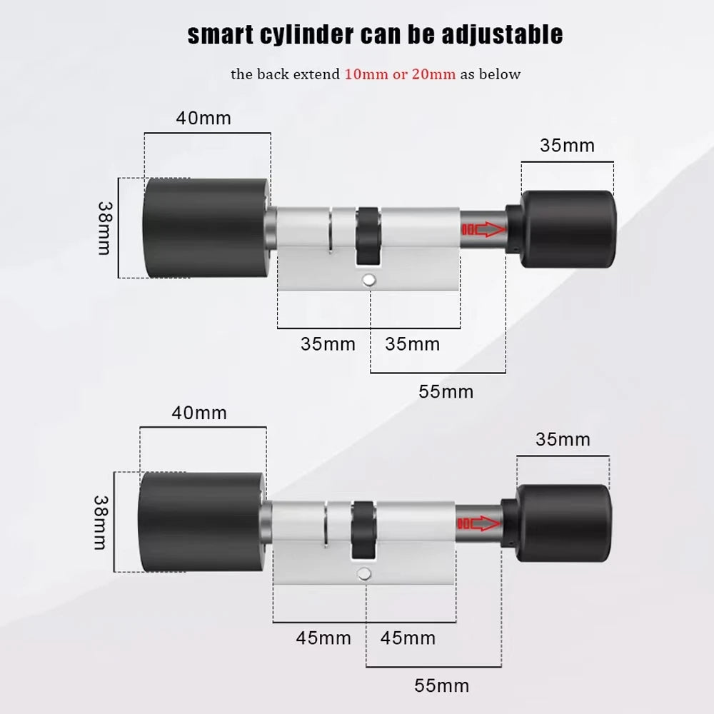 Tuya BLE Euro Cylinder Fingerprint Lock Biometric APP Remote Control Adjustable Electronic Locks Digital Keyless Smart Door Lock