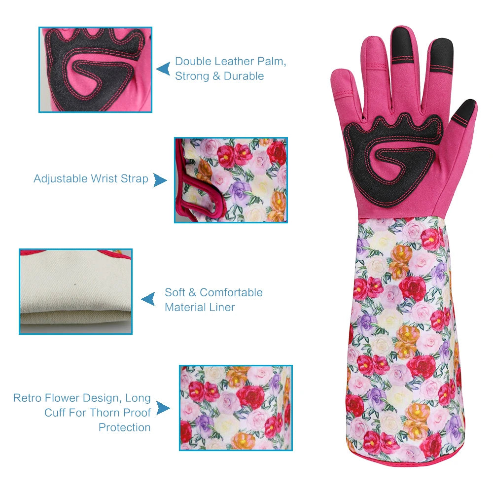 Long Gardening Gloves Women Thorn Resistant Rose Prunting Gloves Touch Screen with Forearm Protection and Reinforced Palms