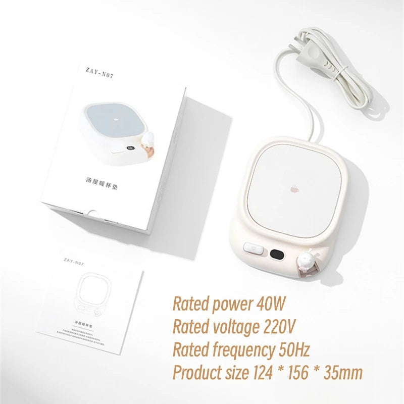 220V Coffee Mug Warmer Electric Cup Heater 4 Temperature Settings Heating Coaster for Tea Milk Water Warming Pad Timed Shutdown