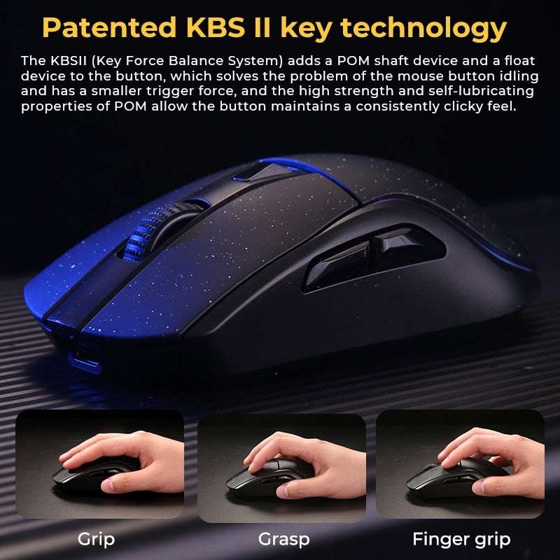 DAREU PC Gaming Mouse Tri-mode Connect Bluetooth Wired 2.4G Wireless Mice with Charging Base KBS Buttons Mous for Laptop Gamer