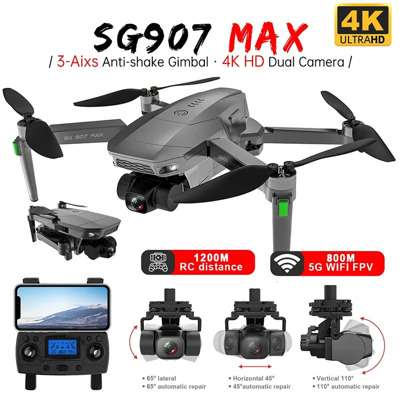 ZLL SG907 MAX GPS Drone Professional 4K HD ESC Camera 5G FPV WiFi With 3-Axis Gimbal Flight 25 Minutes Brushless RC Quadcopter