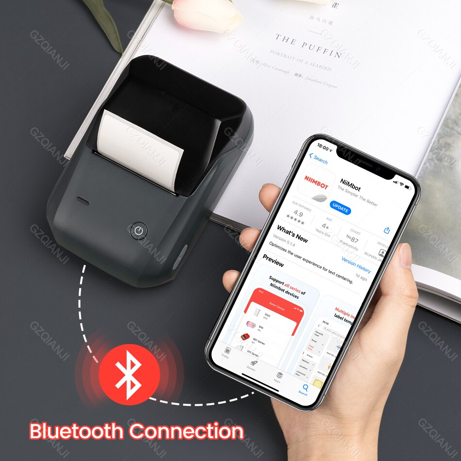 NiiMbot B1 Label Sticker Tag Price Printer with Paper Roll Waterproof Anti-Oil Tear-Resistant Price Tag Scratch-Resistant Papers