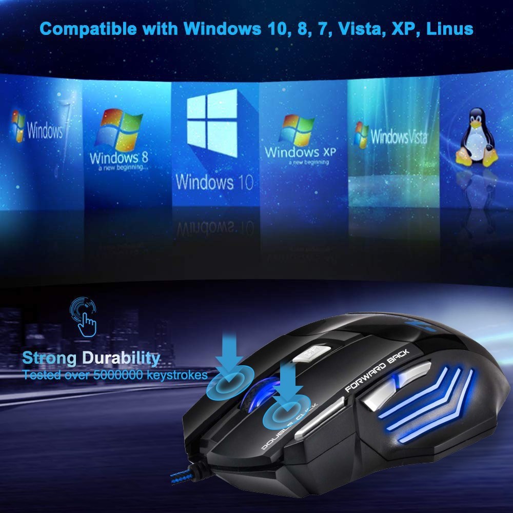 Wired Gaming Mouse Gamer USB Ergonomic Mause RGB 5500 DPI Silent Mice With LED Backlight 7 Button Computer Mouse For PC Laptop