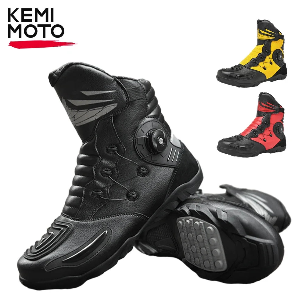 Motorcycle Men Boots Racing Black Shoes Riding Breathable Soft Moto Boots Durable Off-road Motorbike Rubber Anti-kick protection