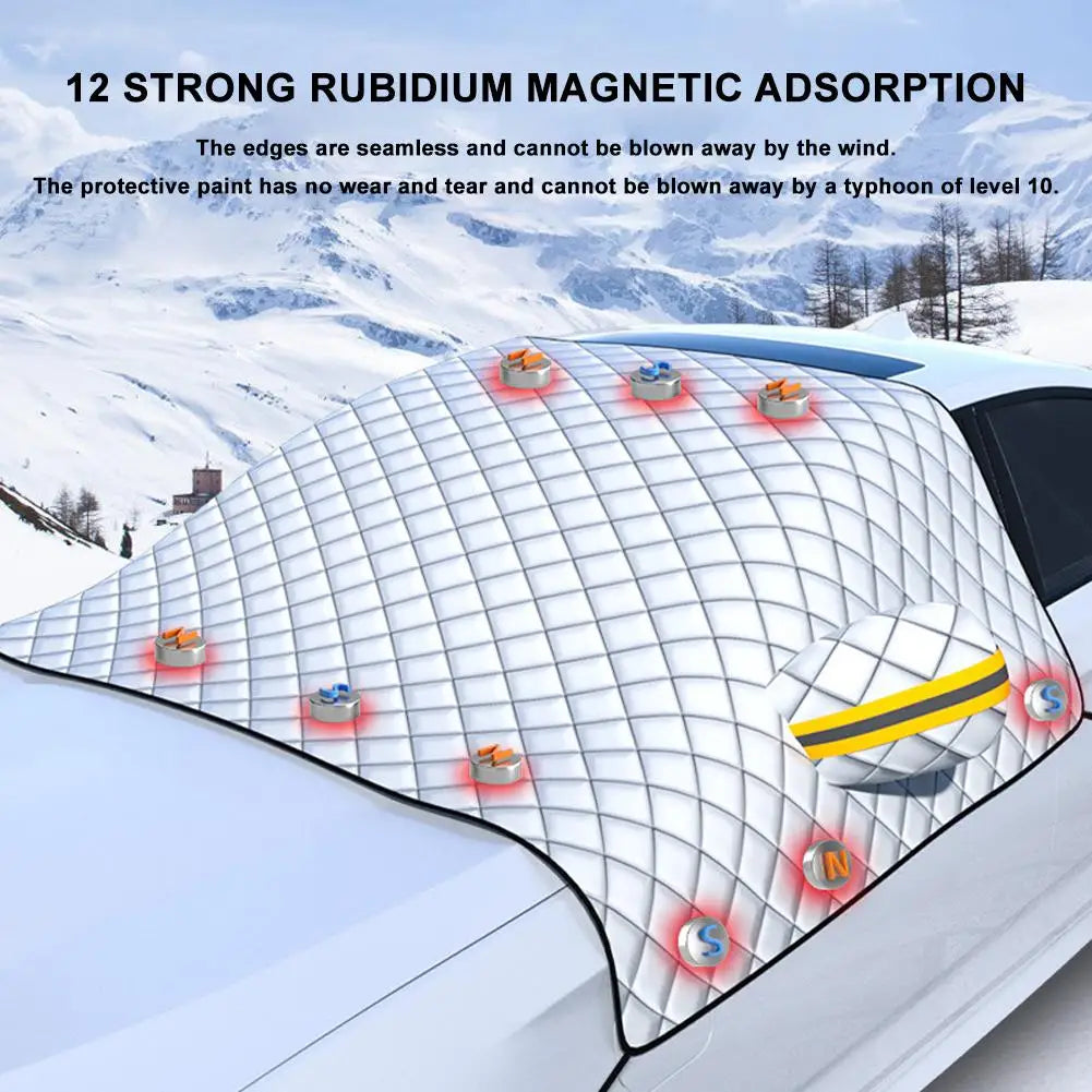 Car Winter Snow Gear Front Bumper With Independent Earmuff Anti-wind Sand Anti-frost Anti-dew Windshield Sun Shade Cover