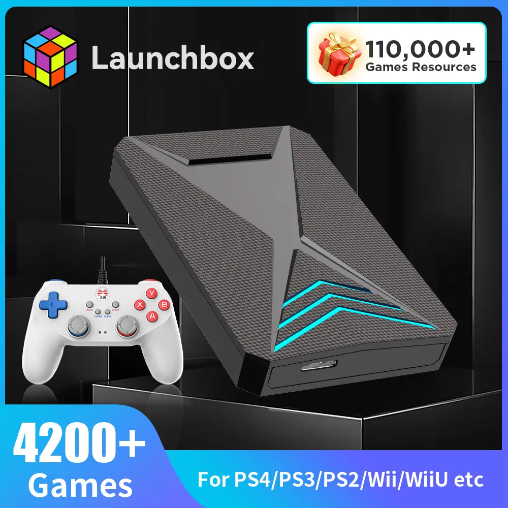 Launchbox 2T Retro Gaming Hard Drive Disk Game Console for PS4/PS3/PS2/WiiU/Wii/N64/DC/SS/PS1 for Win PC/Laptop With PC/3D Games