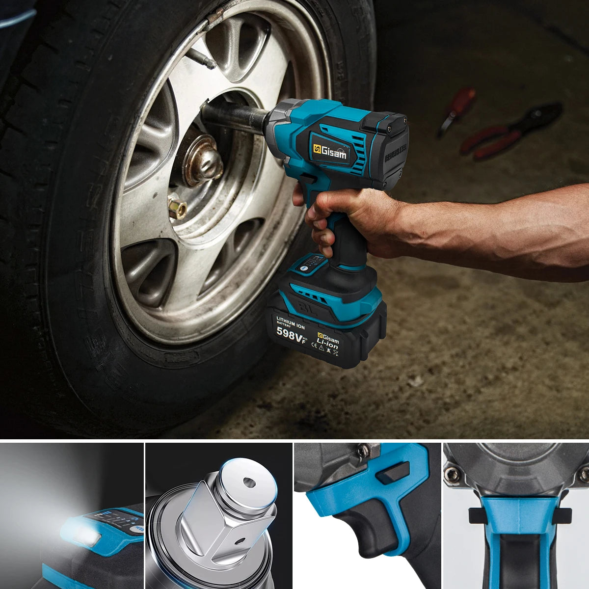 1200N.M Brushless Electric Impact Wrench 1/2 Inch Cordless Wrench Screwdriver Power Tools Without Battery For Makita 18V Battery