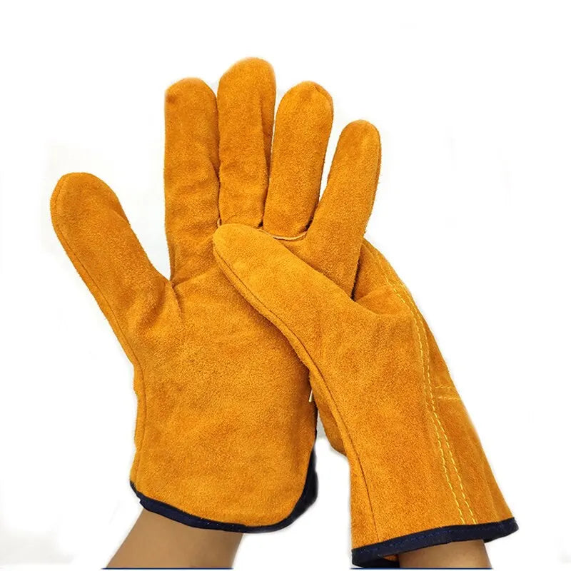 A5 Men Work Gloves Soft Cowhide Driver Hunting Driving Farm Garden Welding Security Protection Safety Mechanic Glove