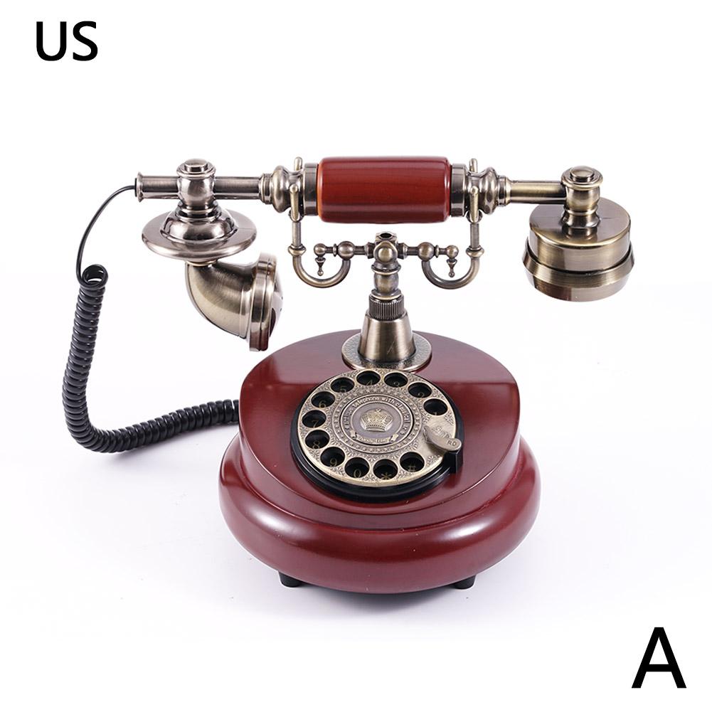 Antique Corded Telephone Resin Fixed Digital Retro Phone Button Dial Vintage Decorative Rotary Dial Telephones Landline For Home