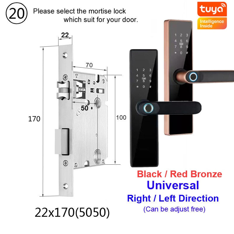 NEW RAYKUBE H4 Tuya Electronic Lock Wifi Smart Door Lock Fingerprint Lock Password IC Card Key USB Charge For Smart Home