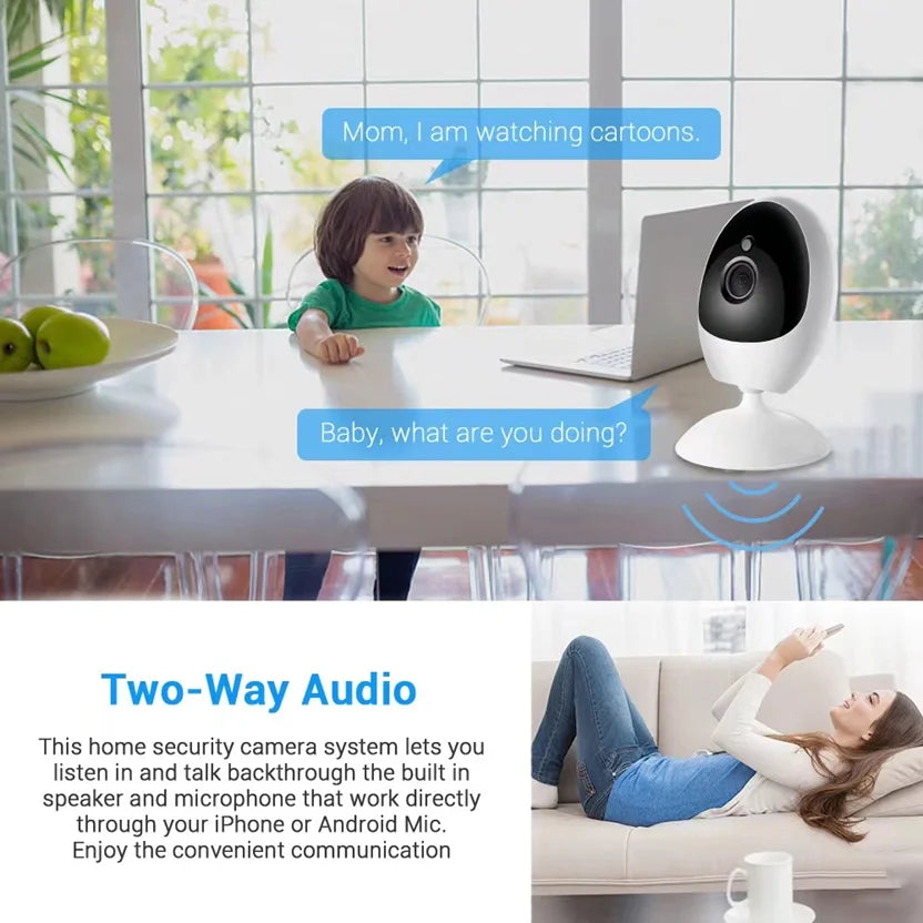 180 Degree Panoramic Camera Wide Angle 1.44mm Fisheye 1080P Indoor Two Way Audio Day and Night Vision ICSEE APP WiFi CCTV Camera