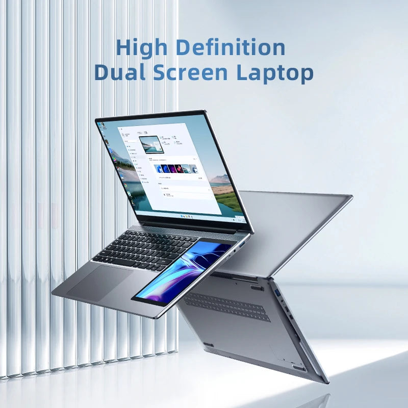 2024 15.6 inch IPS Four-sided Narrow Screen 7 inch IPS Touch screen Dual-screen Laptop Intel N5095 512GB/ TB SSD 4 Core 4 Thread