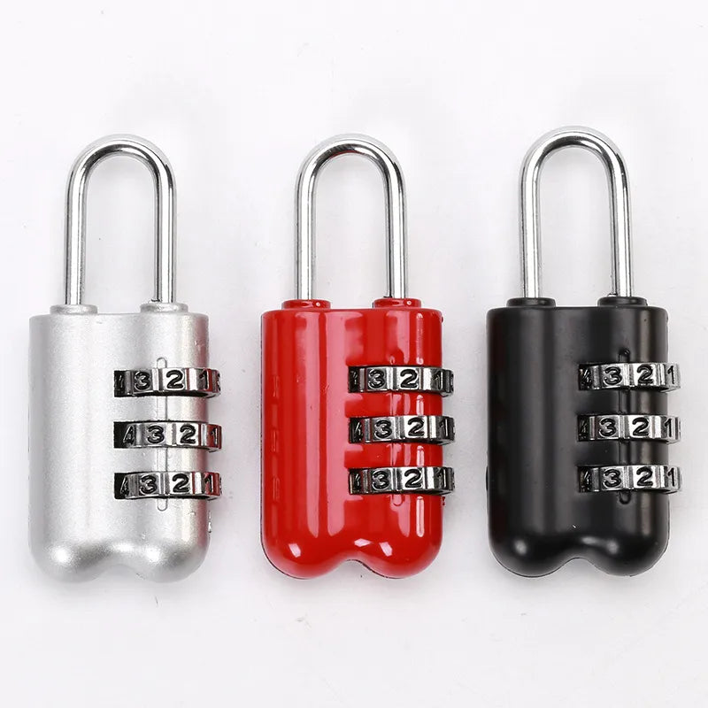 Mini 3 Digits Password Lock Zinc Alloy Resettable Number Combination Code Padlock for Travelling Bag Home Office Door Security