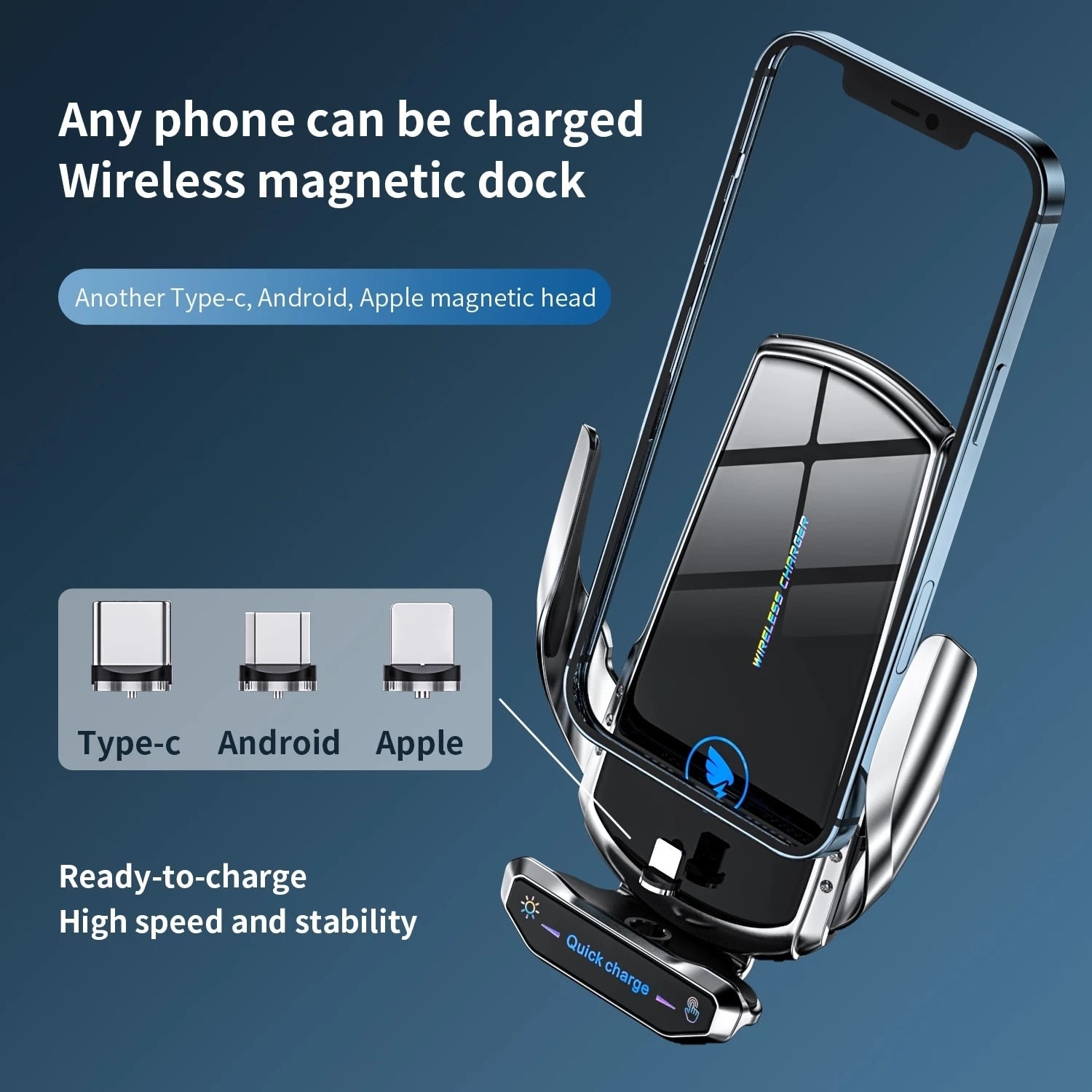 Wireless Charger Car Phone Holder Stand 15W Fast Charging Station For iPhone Xiaomi Samsung Huawei Magnetic Wireless Car Charger