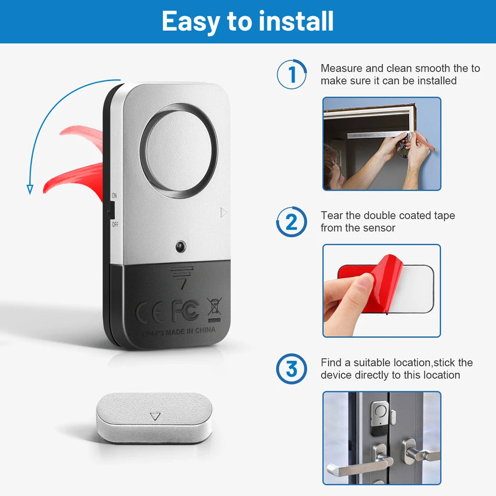 Awapow Wireless Door Window Sensors Alarm 120dB Home Anti-theft Security Protection System Door Window Magnetic Burglar Alarm