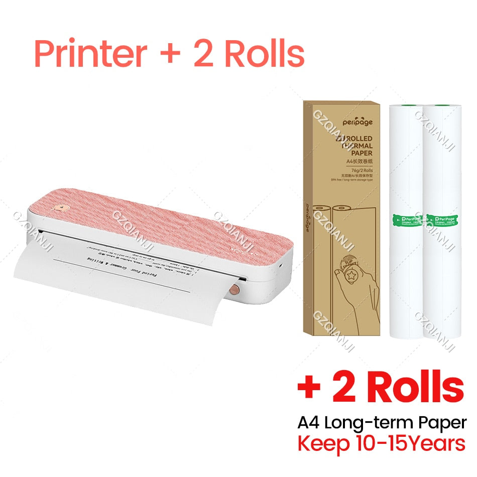 Peripage A40 Portable Printer Thermal Mobile Photo Maker Machine Document PDF Bluetooth Wireless Connection Device with A4 Paper