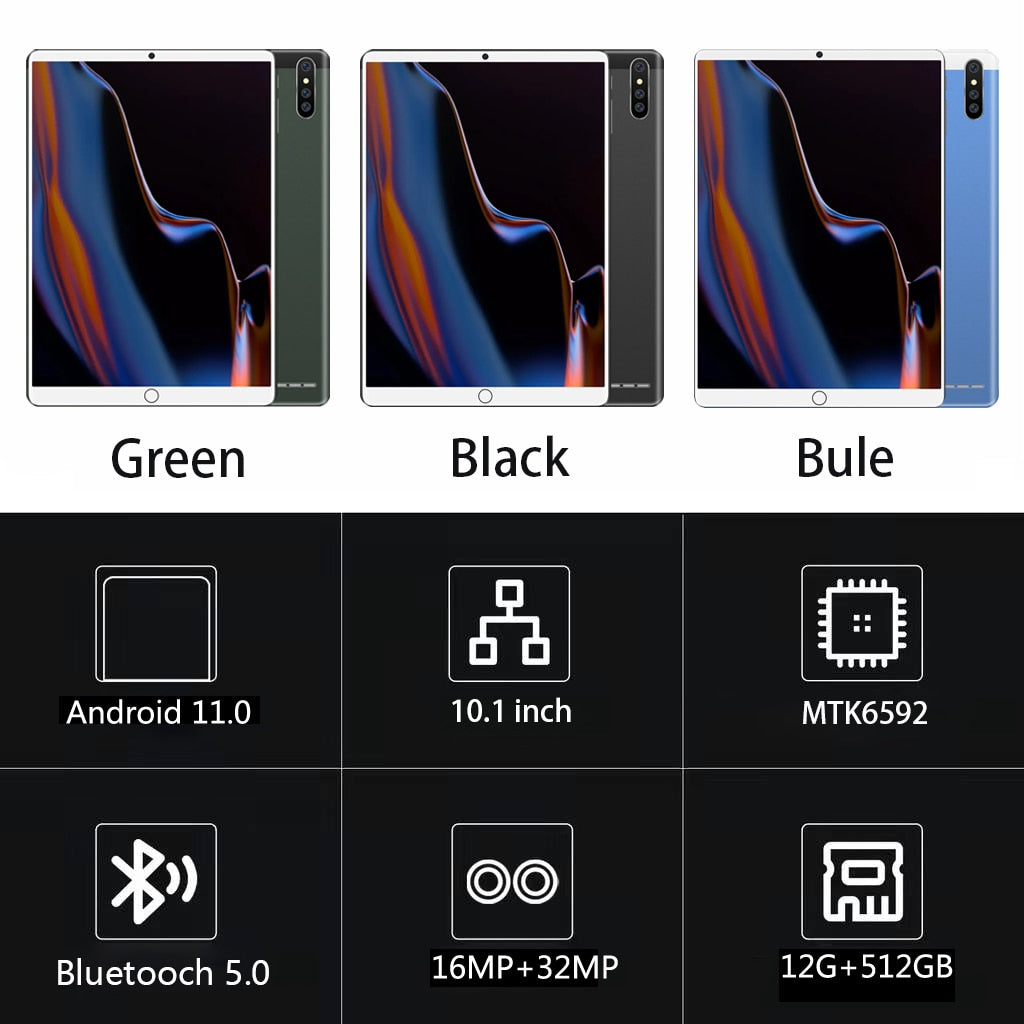 2023 New HD Screen Global Tablet Snapdragon 845 Android 12.0 12GB RAM 512GB ROM Tablette PC 5G Dual SIM Card Or WIFI TABL