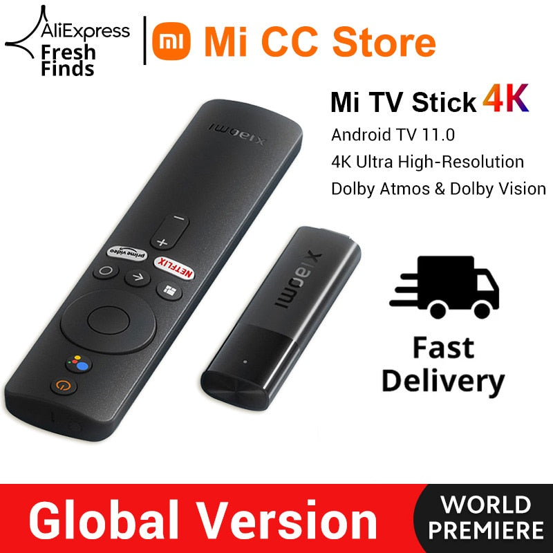[World Premiere] Global Version Xiaomi Mi TV Stick 4K Android 11 Portable Streaming Media 2GB 8GB Multi Language BT5.0 TV Dongle