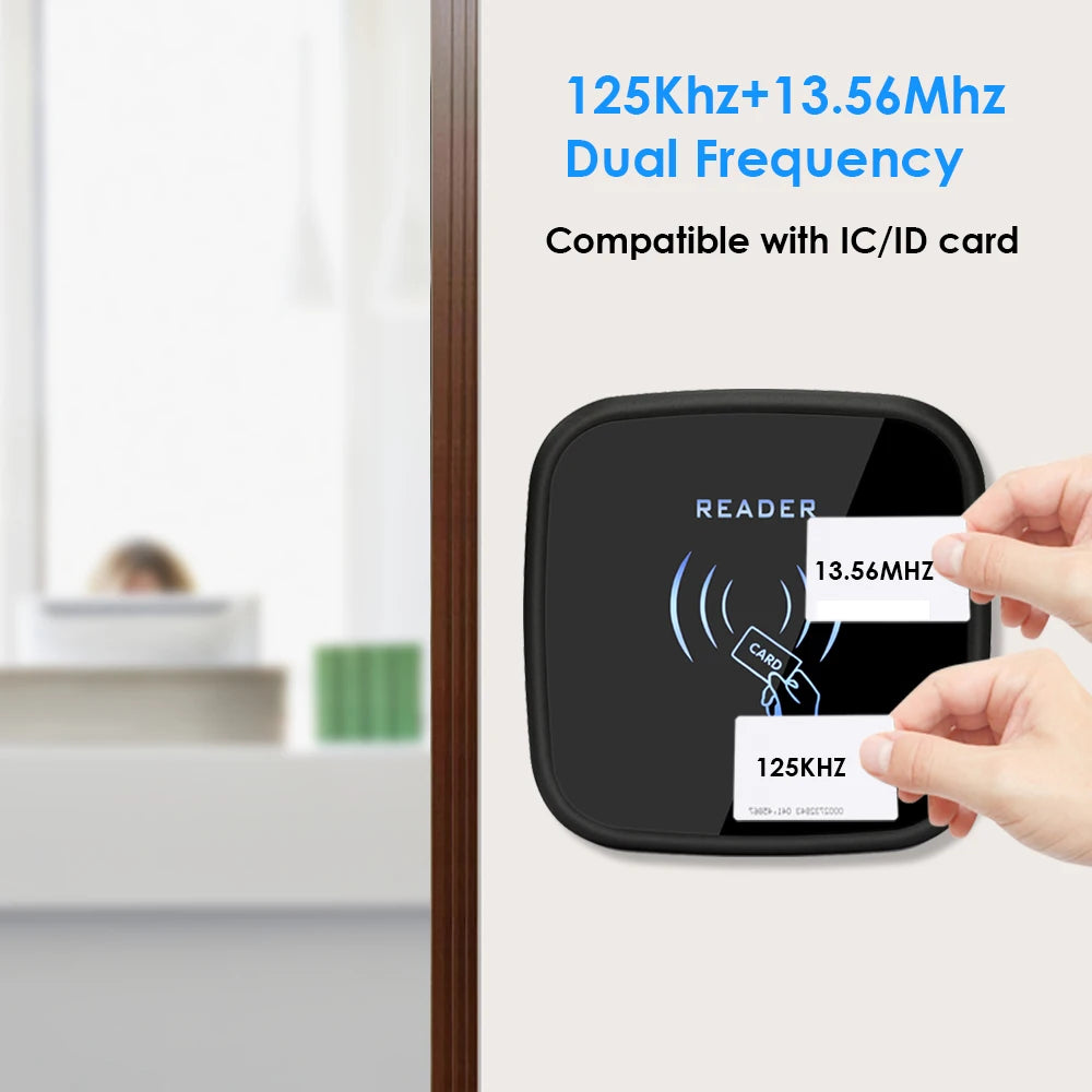Waterproof RFID Dual Frequency 125Khz 13.56Mhz Smart Card Reader Wiegand 26 34 Interface Door Access Control Slave Card Reader