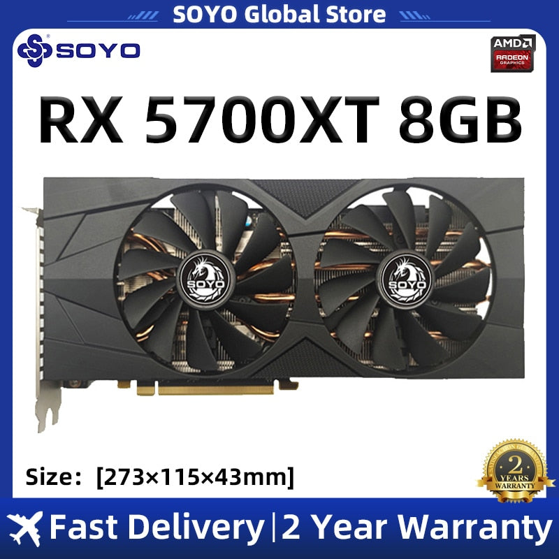 SOYO RX 5700XT 5500XT 8GB Graphics Card GPU GDDR6 256-Bit 8pin+8pin 7nm Brand New Video Card Support Desktop CPU placa de video