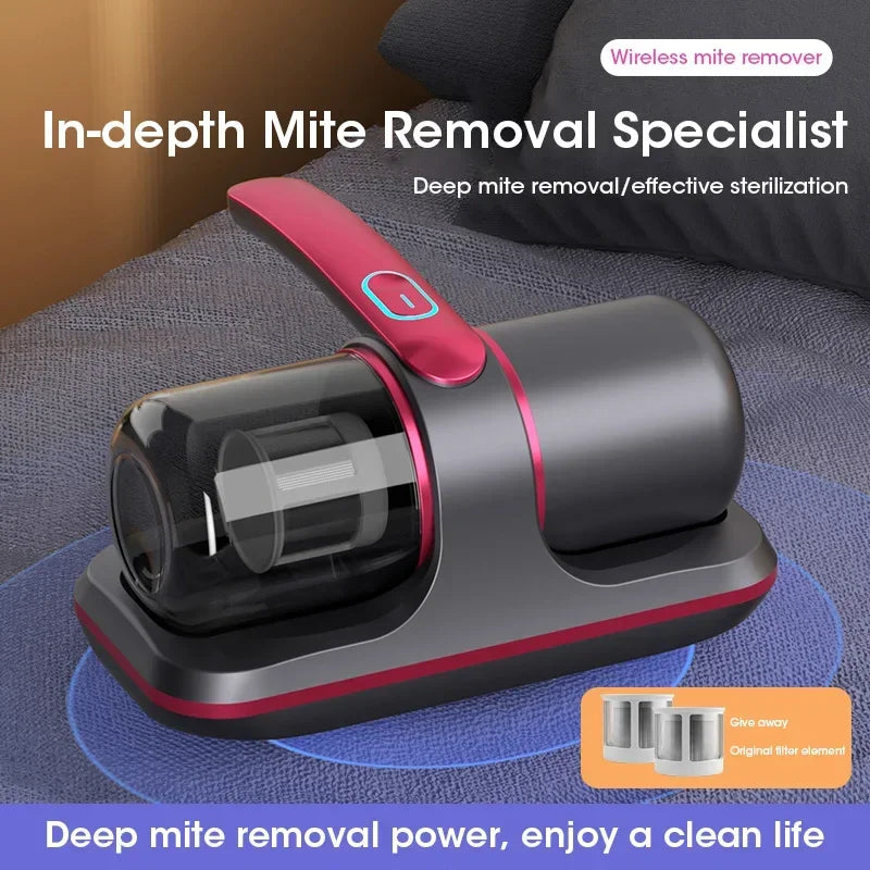 Wireless Mattress Vacuum Mite Remover Cordless Handheld Cleaner 12KPa Powerful Suction for Cleaning Bed Pillows Clothes Sofa