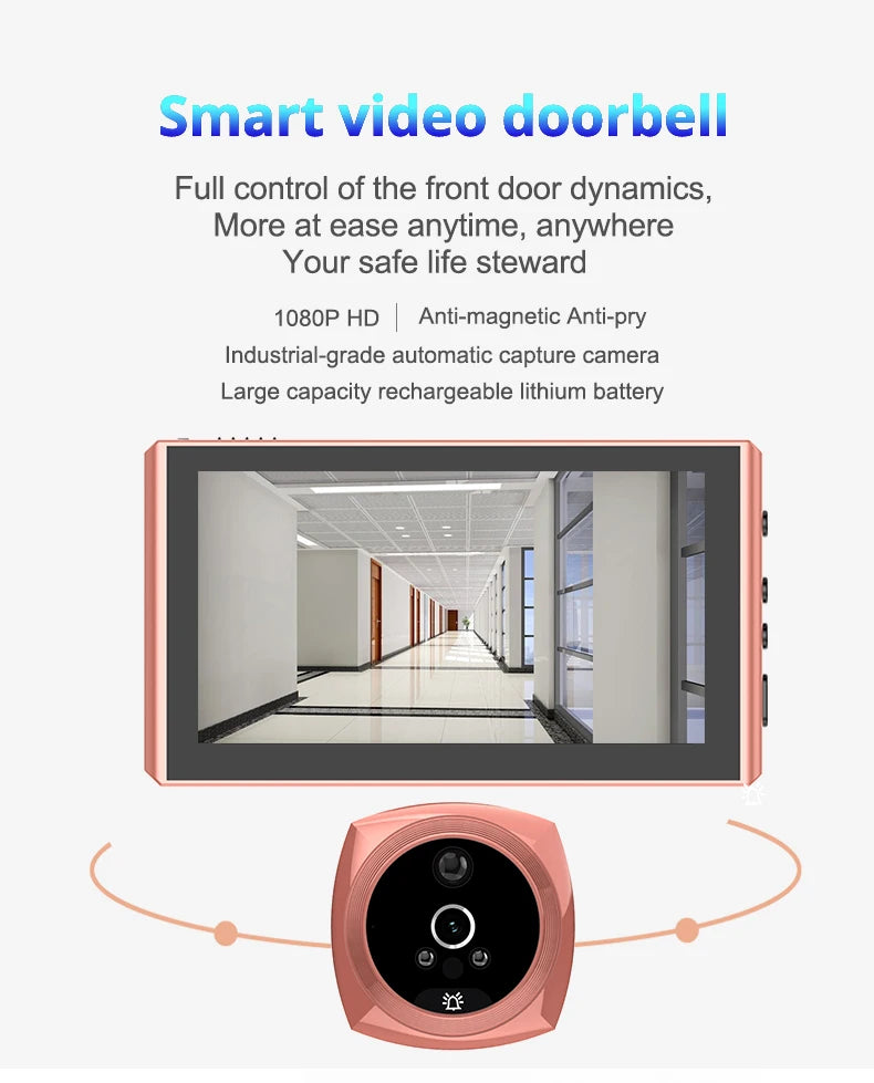 4.3Inch IPS Screen 2MP  135Degree Wide Angle HD Video Door Phone Visual Doorbell Peephole Viewer Door Camera