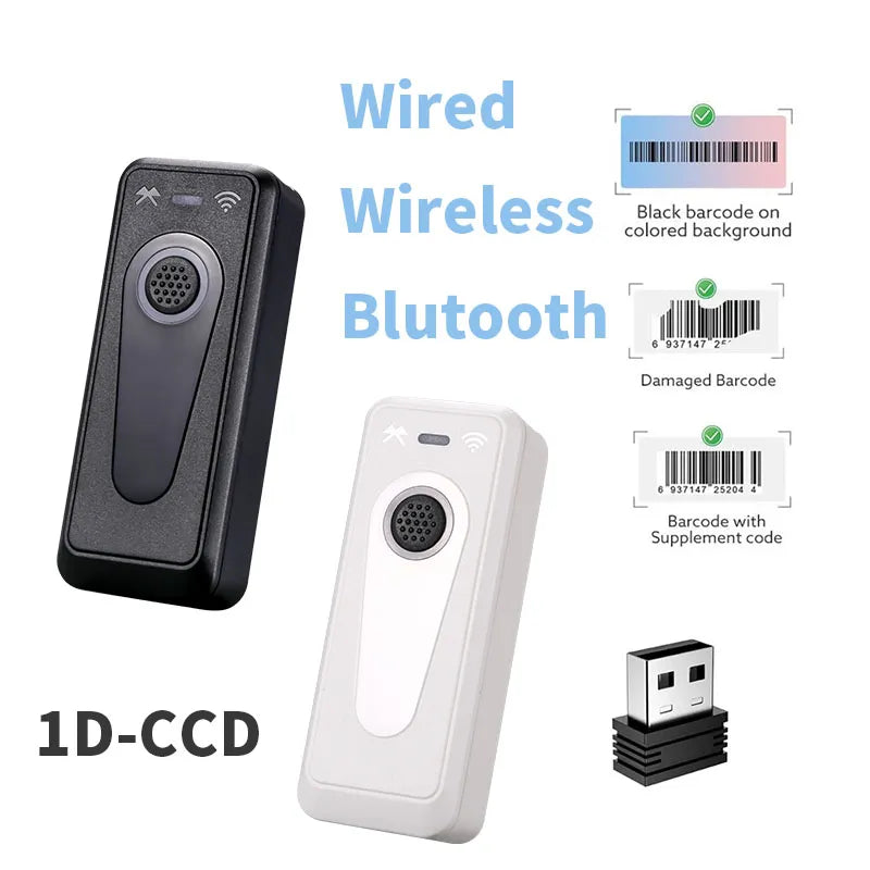 EVAWGIB EV-CM3 white scanner Bluetooth 1D CCD Barcode Scanner Pocket Wireless Reader Data Matrix Code 128 IOS Android Windows