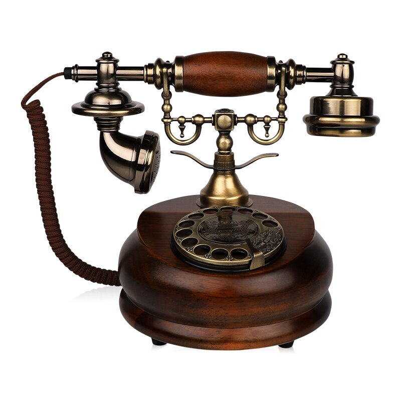 Retro Solid Wood Telephones Resin Digital Button Dial Phone And Rotary Dial Corded Nostalgic Landline for Home Vintage Decorativ