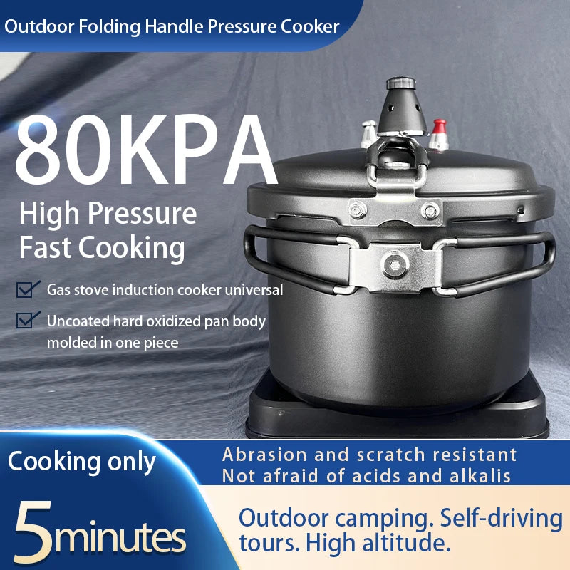 Portable Folding Handle Small Pressure Cooker Camping High Altitude 5min Fast Cooking Ceramic Non-stick Coating Pressure Cooker