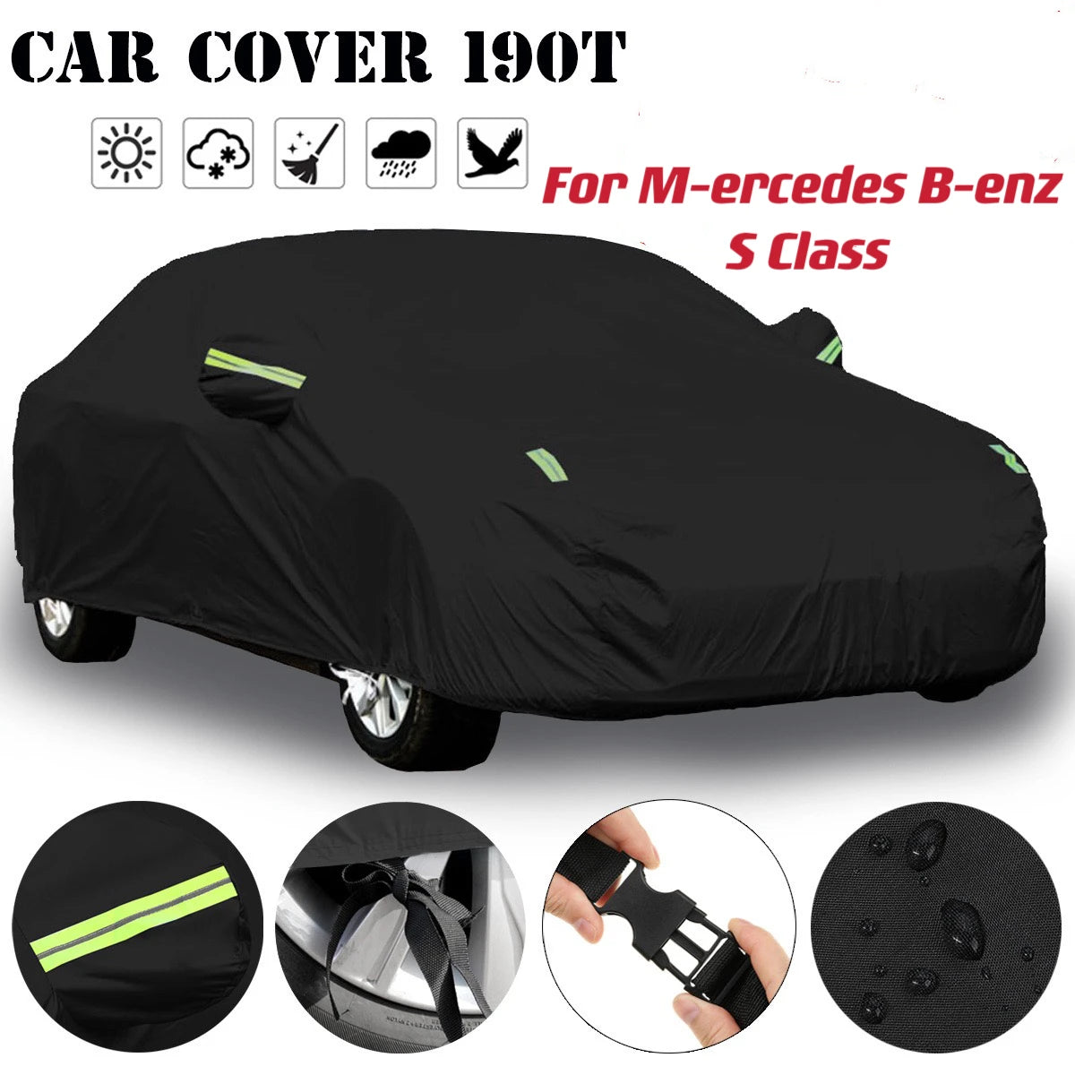 For M-ercedes B-enz S Class Full Car Cover Outdoor Sun Protection Dust Rain Snow Protective Anti-hail Car Cover Auto Black Cover