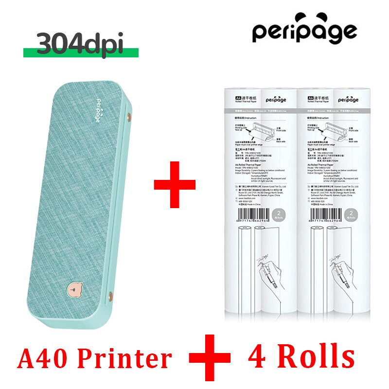 PeriPage 304DPI A4 Portable Printer Wireless Print PDF Webpage Contract Document Printers Study Bluetooth Mini A4 Printer