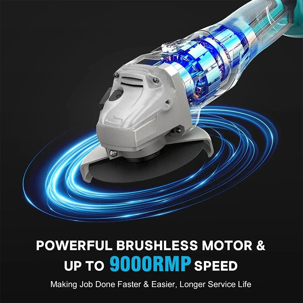 2 IN 1 Brushless Cordless Electric Impact Wrench 1/2 Inch + Cordless Impact Angle Grinder DIY Power Tools Without Battery