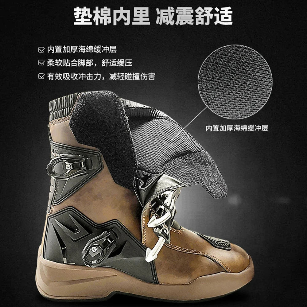 Outdoor Travel Sneakers Motorbike Protective Boots Off-Road Race Riding Protective Boots  Mountaineering Shoes Motorcycles