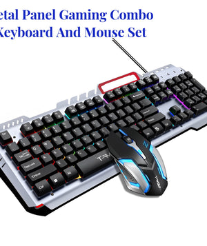 Wired Metal Keyboard and Mouse Combos Mechanical Feeling Keyboard 4D Gaming Mouse Kit RGB Backlight For Computer PC Gamer Kits