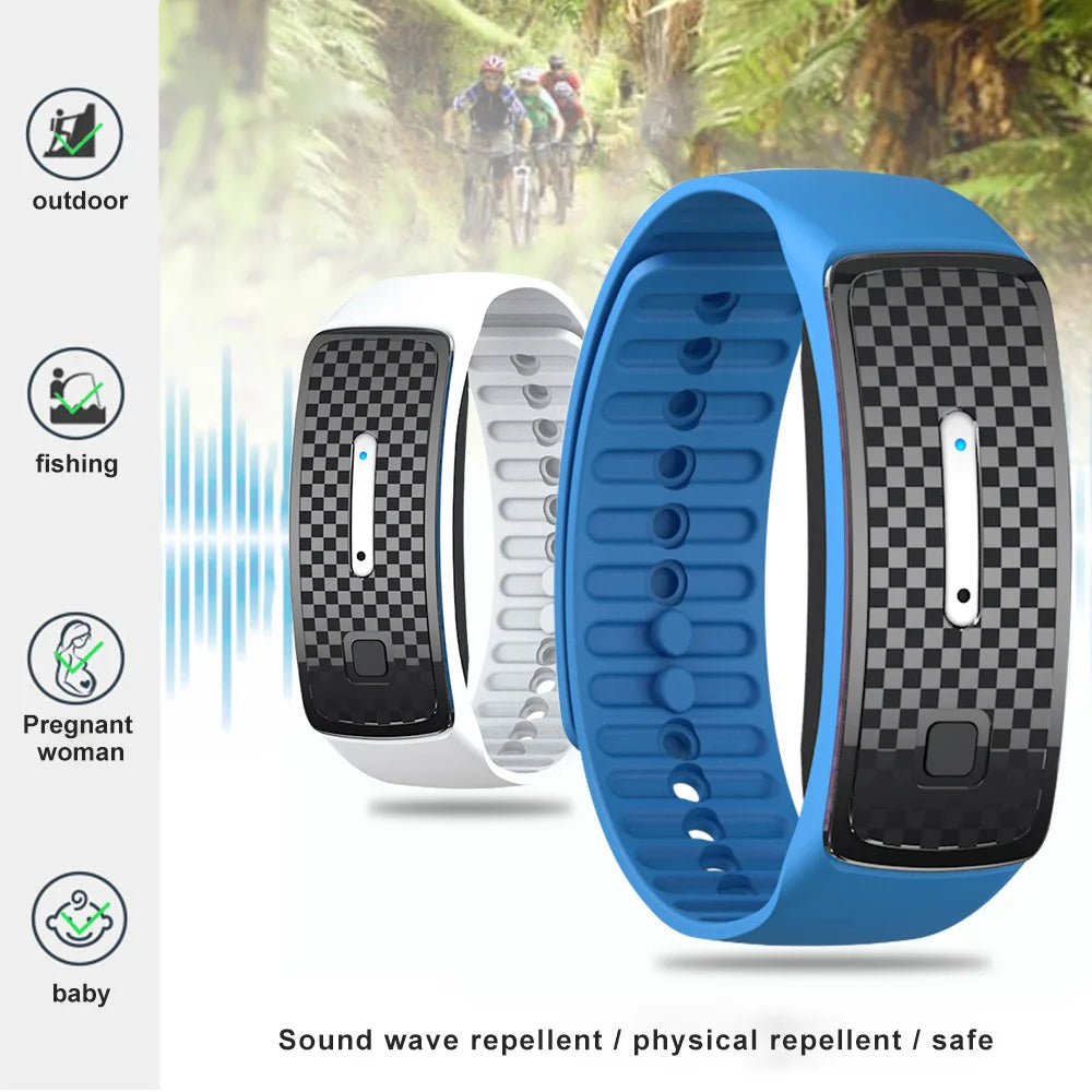 Ultrasonic Mosquito Repellent Bracelet Outdoor Portable Mosquito Repellent Electronic USB Rechargeable Bionic Wave Anti Mosquito