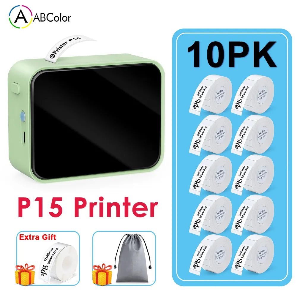 P15 Wireless Bluetooth Thermal Label Printer Mini Portable Adhesive Label Maker Fast Printing like Marklife P15 P12 Phomemo D30