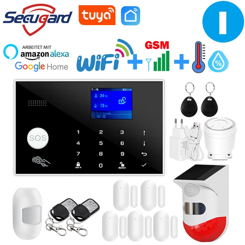 WiFi GSM Alarm System Tuya Smart Home TFT Screen RFID APP Touch Keyboard House Burglar Security Alarm Support Voice Switching