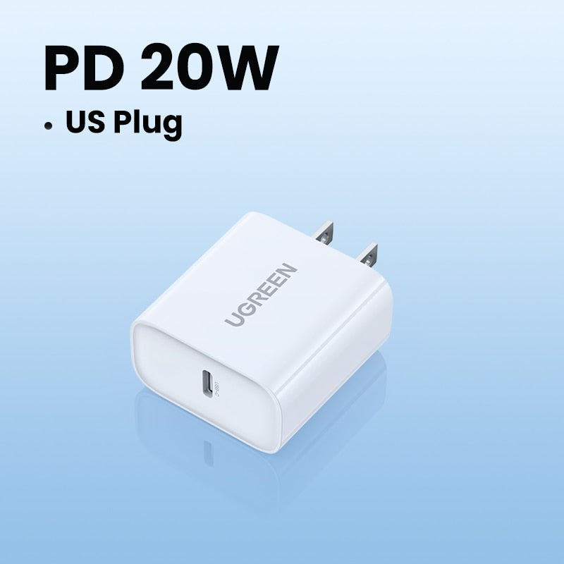 UGREEN Quick Charge 4.0 3.0 QC PD Charger 20W QC4.0 QC3.0 USB Type C Fast Charger for iPhone 14 13 12 8 Xiaomi Phone PD Charger