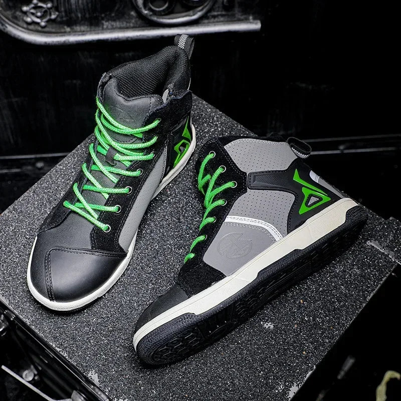 Motorcycle Boots  Men Off-road Motorbike Racing Motorcyclist Shoes Riding Shockproof Breathable Black Boots Durable Equipment