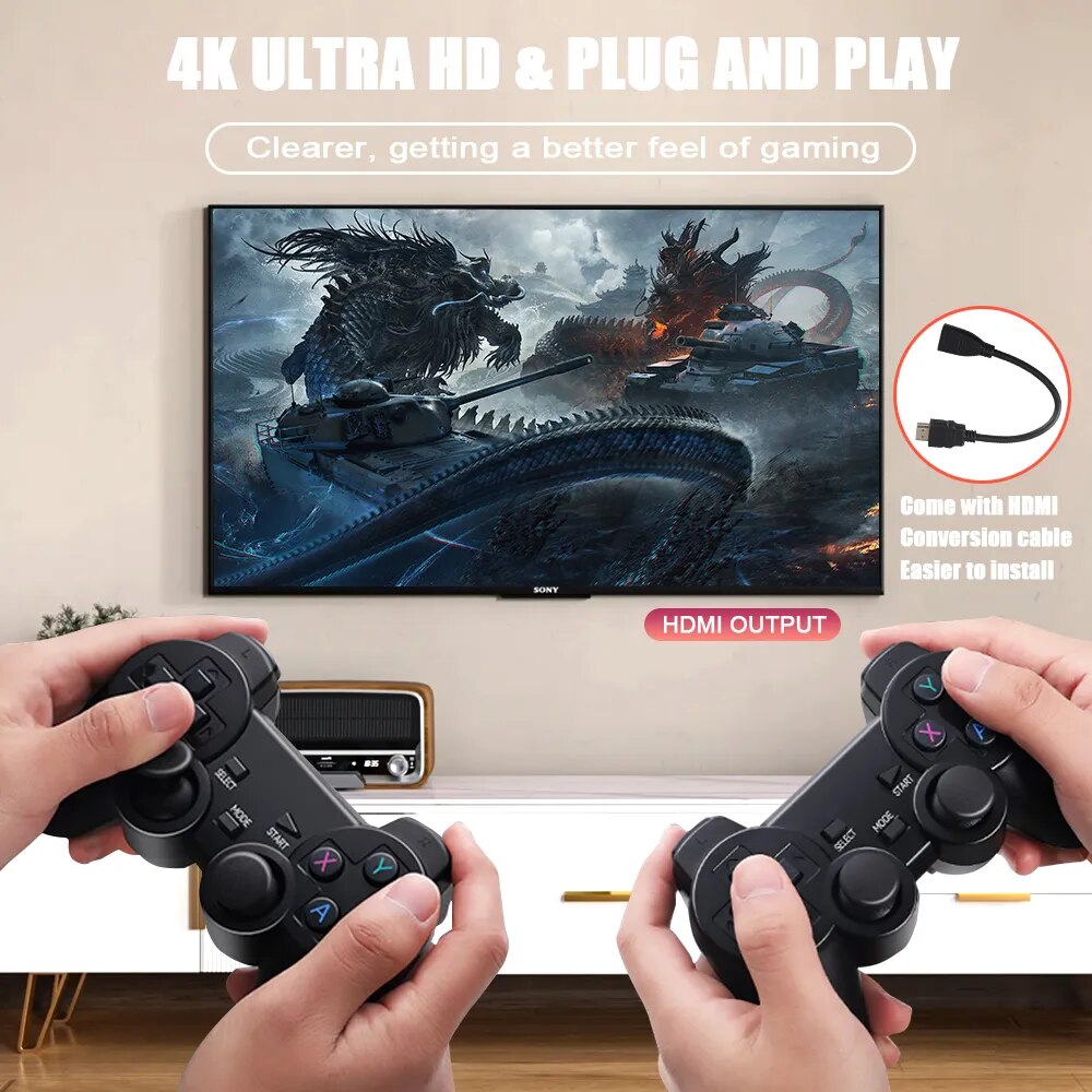 GD10 S Video Game Console Built-in 40000 Retro Handheld Game Player Console Wireless Controller TV Game Stick 4KHD for PSP/GBA
