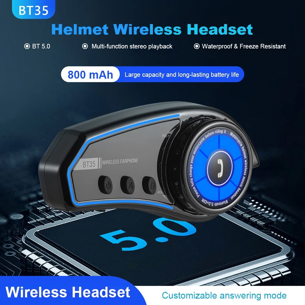 Motorcycle Helmet Headset Handsfree Bluetooth-compatible 5.0 Helmet Earphone with Ambient Light Helmet Headphone Voice Assistant