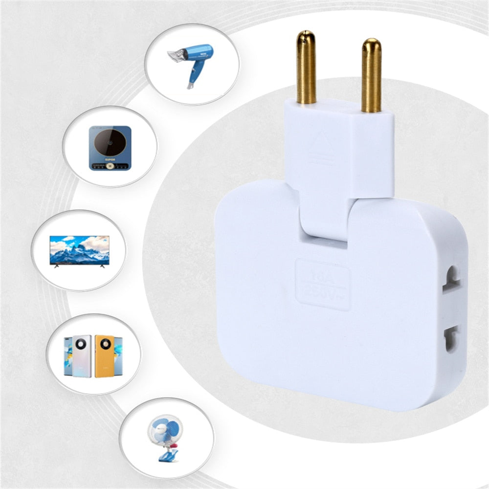 EU Plug 3 AC Outlet Power Strip Multiprise 1 Convert 3 Extension Electrical Socket 180° Rotating Fulfillment Socket AC Adapter